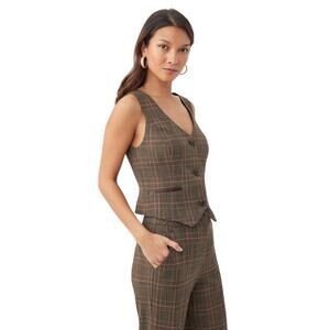 TRINA TURK KOFI BROWN PLAID Classic Elegant VEST Size 10